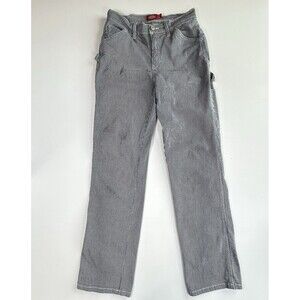 Dickies Carpenter Pants Jeans Womens 0/24 Blue Hickory Stripe Utility Workwear